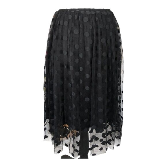 Lucy Paris Black Polka Dot Mesh A-Frame Goth Whimsigoth Fairy Festival Skirt M - Picture 2 of 12